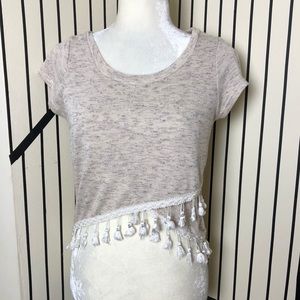 SURF GYPSY | short sleeve top with fringe hem